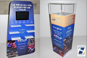 PLV PLASTIQUE SUR MESURE HARLOR PLASTIC FABRICATION SUR MESURE PLV PLASTIQUE PLEXI MEUBLE PLV PRESENTOIR MAGASIN BOITE PLASTIQUE URNE PLASTIQUE PLV CLOCHE POUR MUSEE ENSEIGNES SIGNALETIQUE LETTRES DECOUPÉES PLASTIQUE KOMACEL DIBOND ALUPANEL AUVERGNE RHONE ALPES LOIRE 42 SAINT ETIENNE LYON 69 FRANCE LA TALAUDIERE